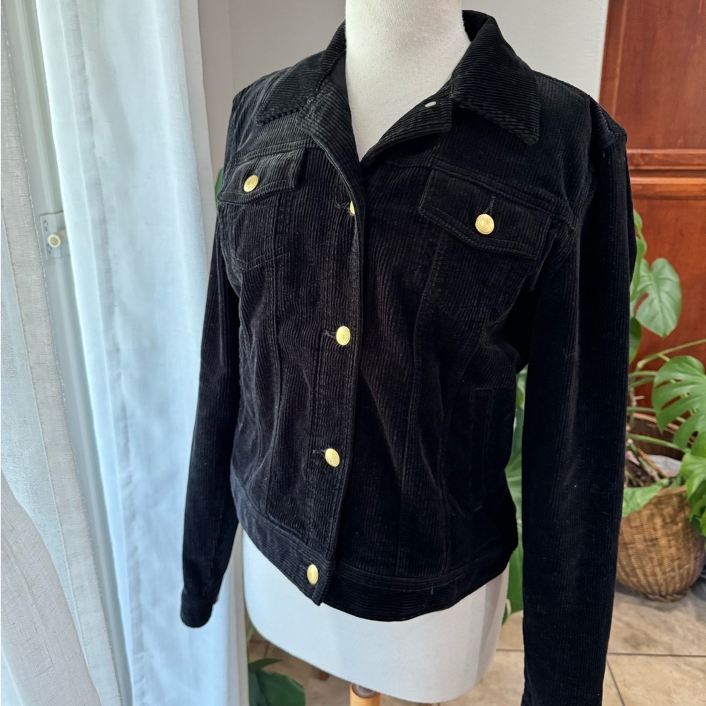 Lauren Jeans Co. Ralph Lauren Black Corduroy Trucker Jacket Y2K 90s style‎